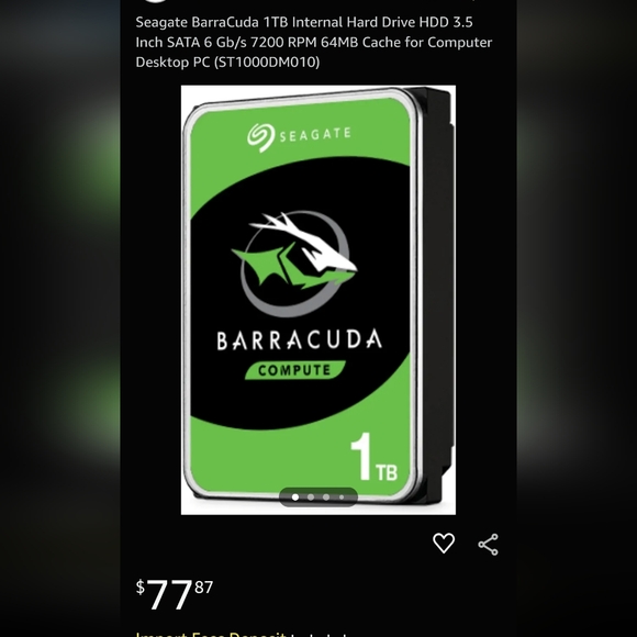 Seagate BarraCuda 3.5" Internal Drive 1 TB (new) - Picture 6 of 6